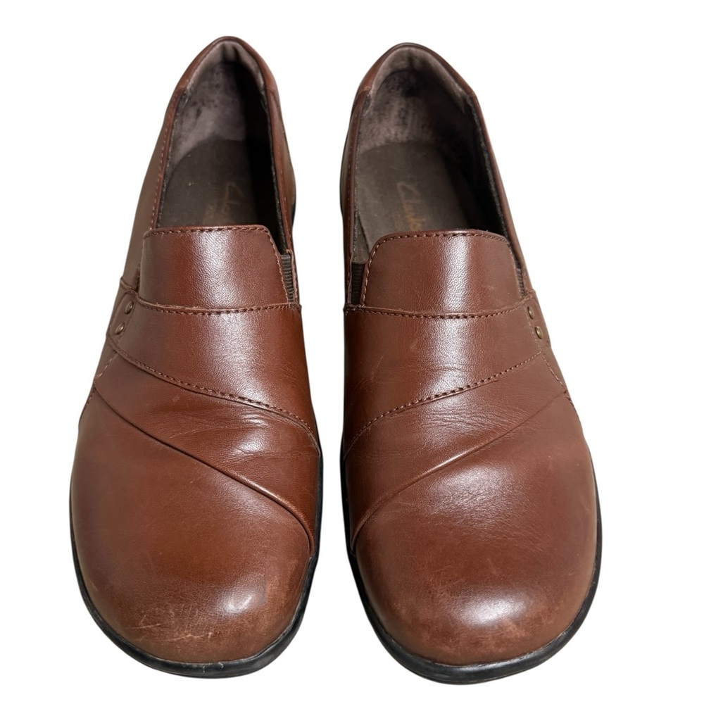 Clarks Super Comfy Casual Women's Brown Leather Slip-On Loafers - Picture 3 of 8